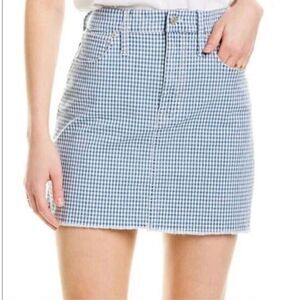 Madewell Women’s 26 Straight Stretch Denim Mini Skirt in Gingham Check Raw Edge